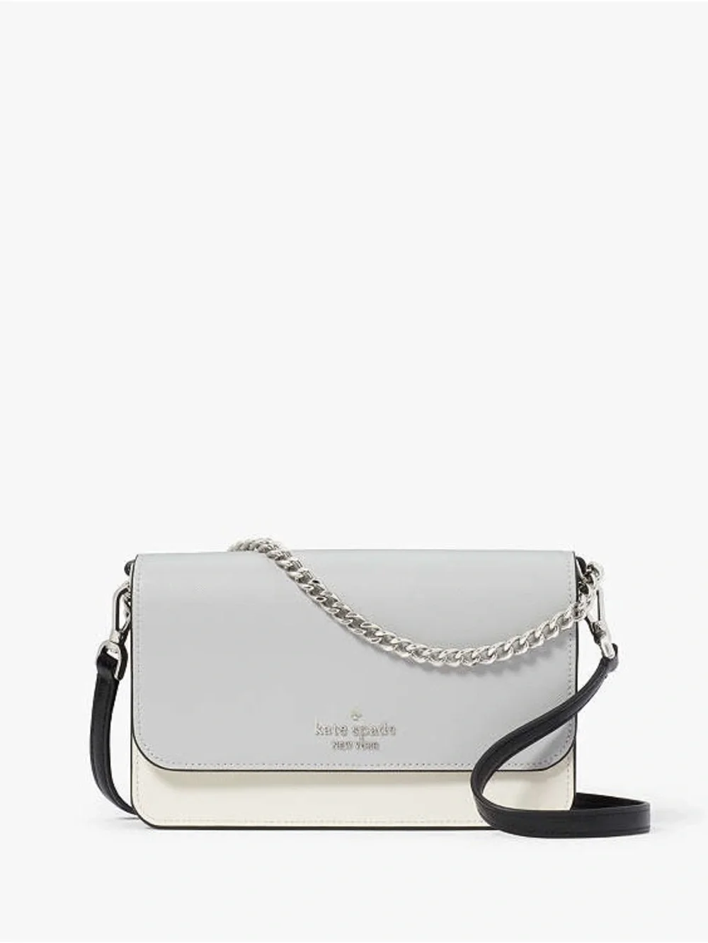 kate spade Leather Crossbody in Light Gray, Cream & Black